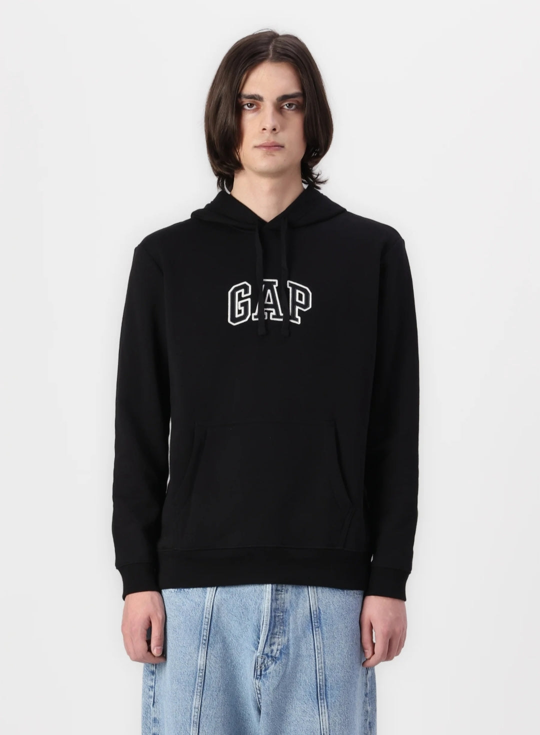 Gap Mid Logo Pullover Hoodie- Black - Brand Store