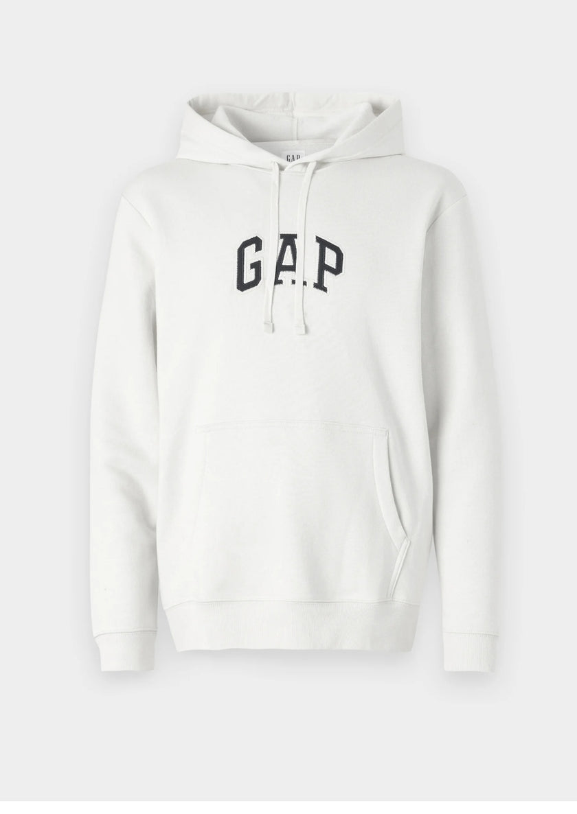 Gap Mid Logo Pullover Hoodie- White - Brand Store