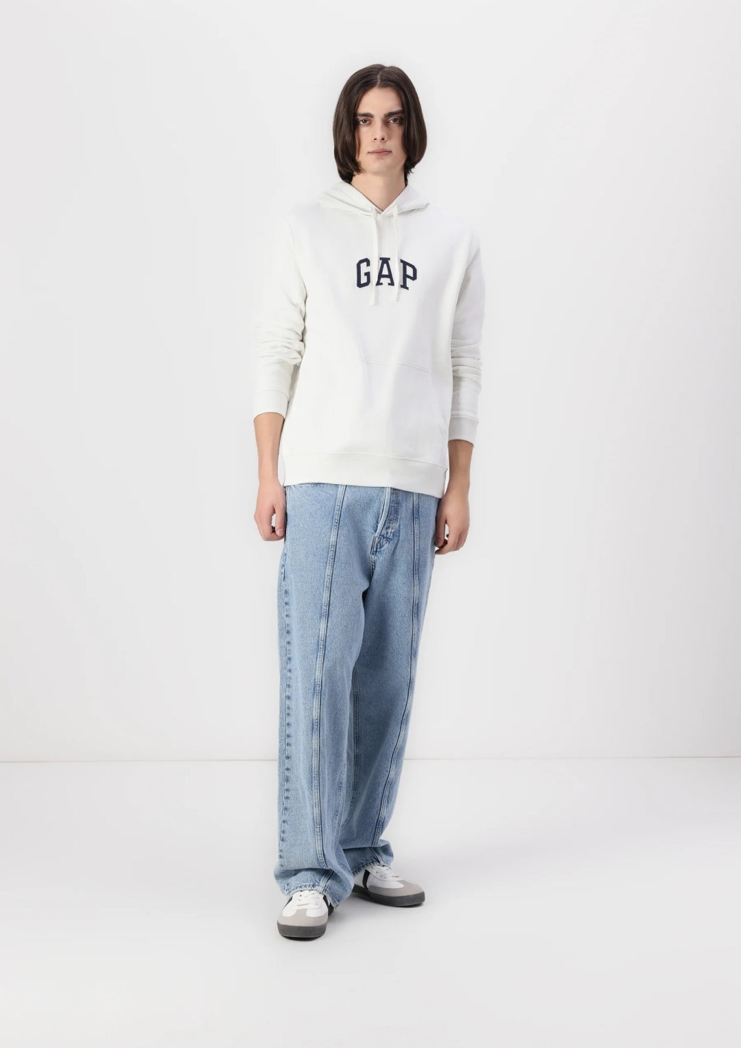 Gap Mid Logo Pullover Hoodie- White - Brand Store