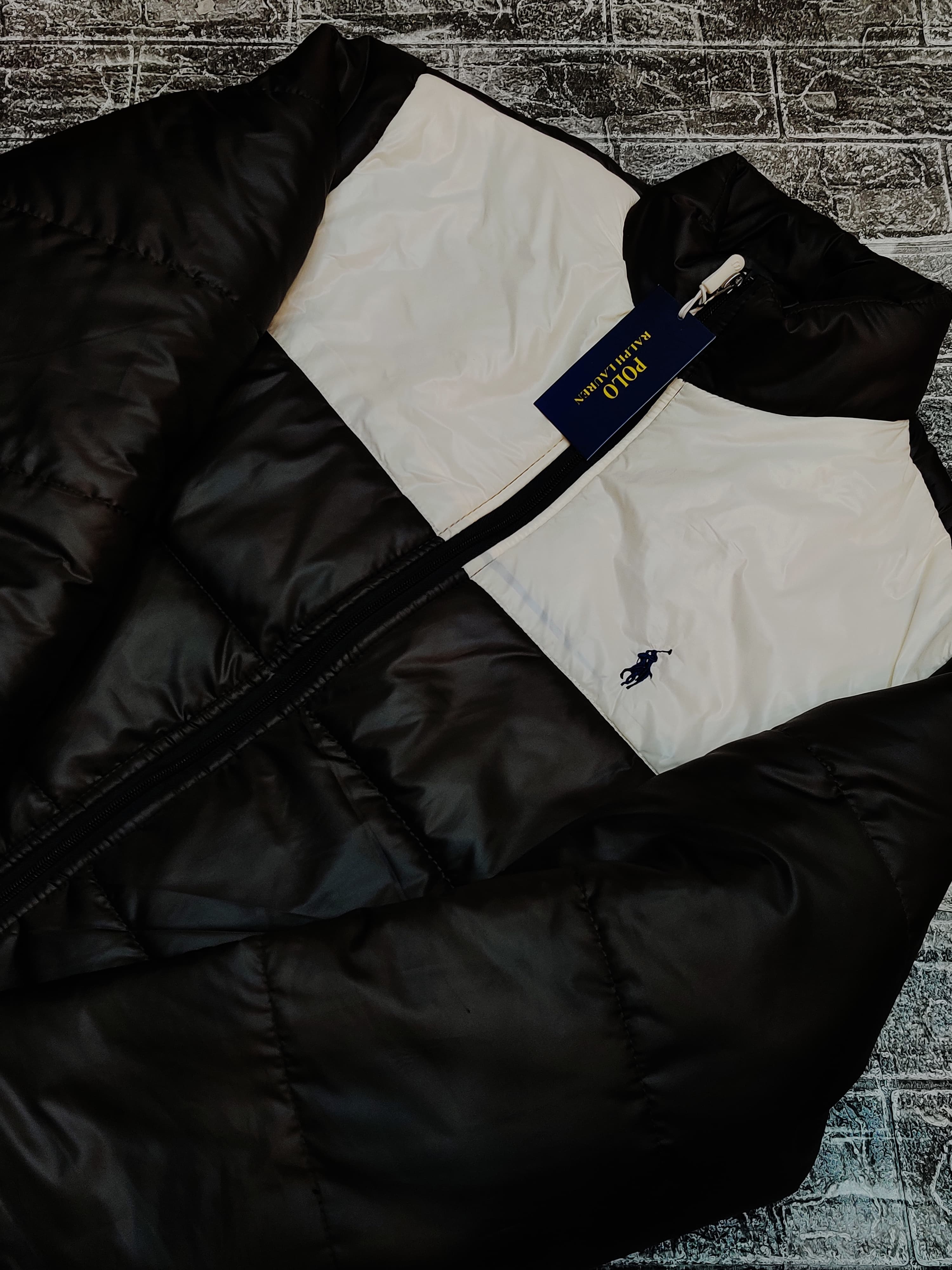 Polo Colorblock Paded Jacket - White/Brown - Brand Store