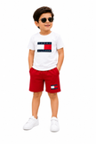 TH Kids 2 Piece Short Set for Boys – White/Red