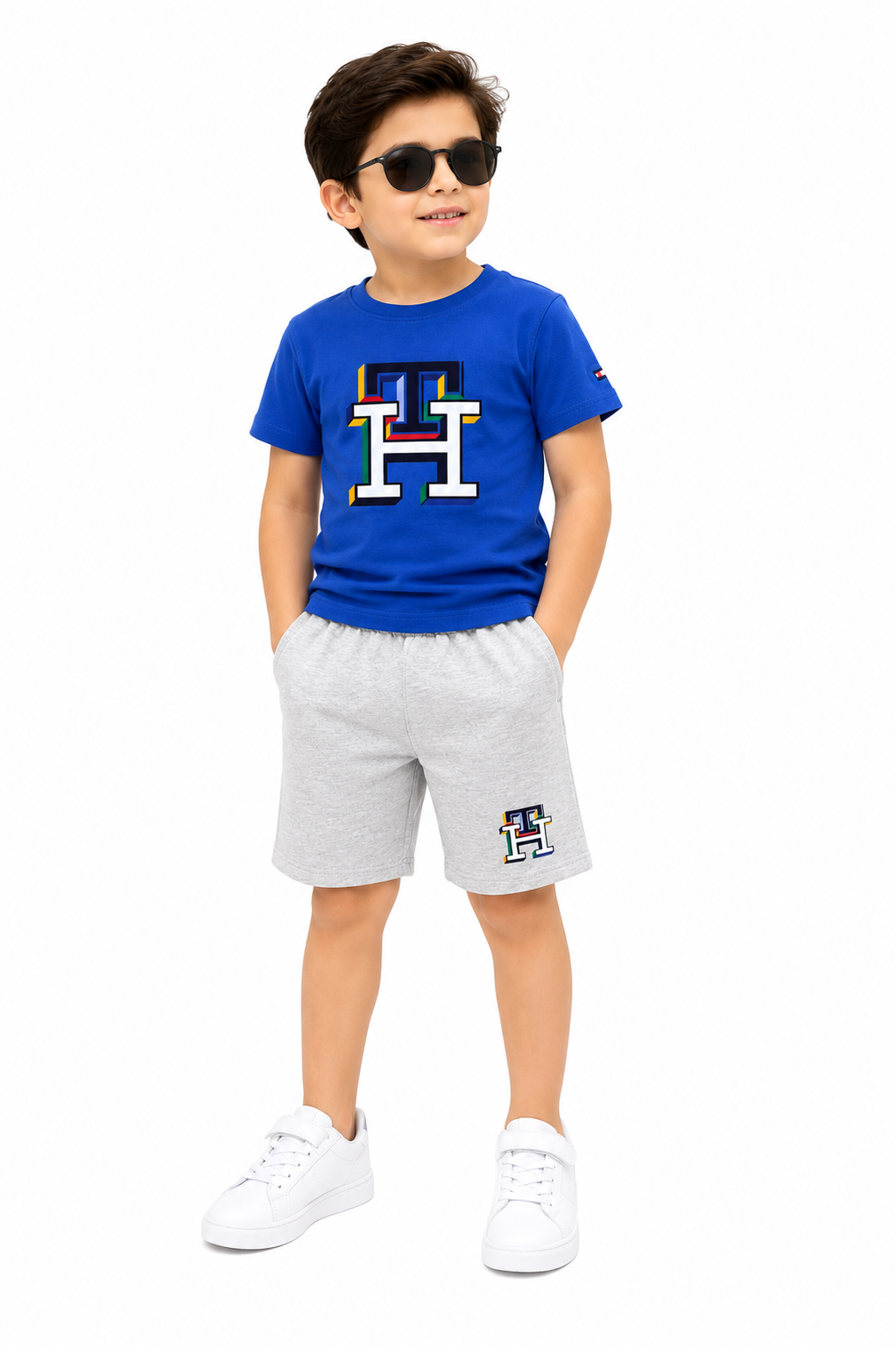 TH Kids 2 Piece Short Set - Royal blue/Grey