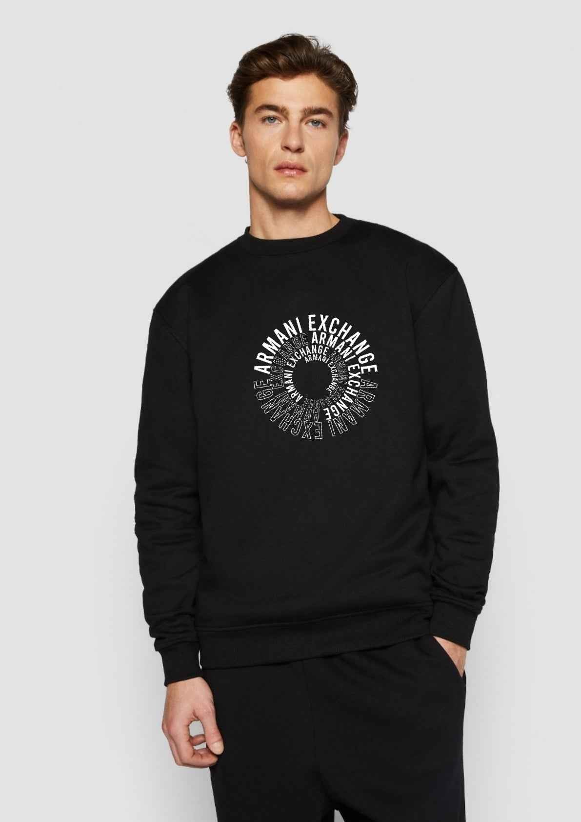 Armani Exchange Swirl Logo Sweatshirt - Black