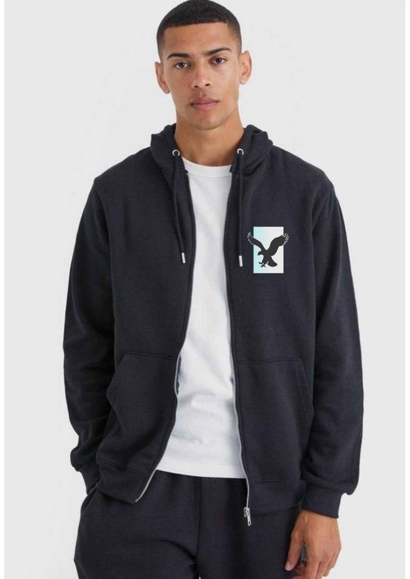 American Eagle Zipper Hoodie - Black