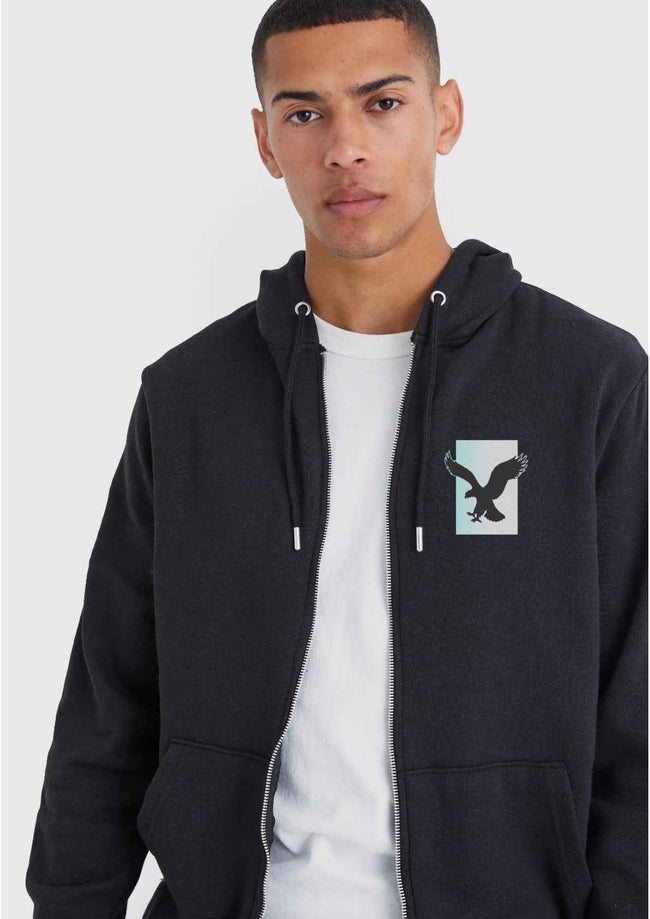 American Eagle Zipper Hoodie - Black
