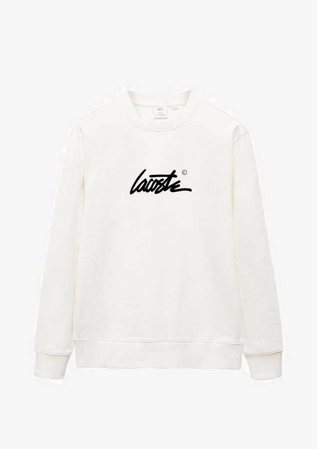 Lacoste Signature Sweatshirt - Cream White - Brand Store