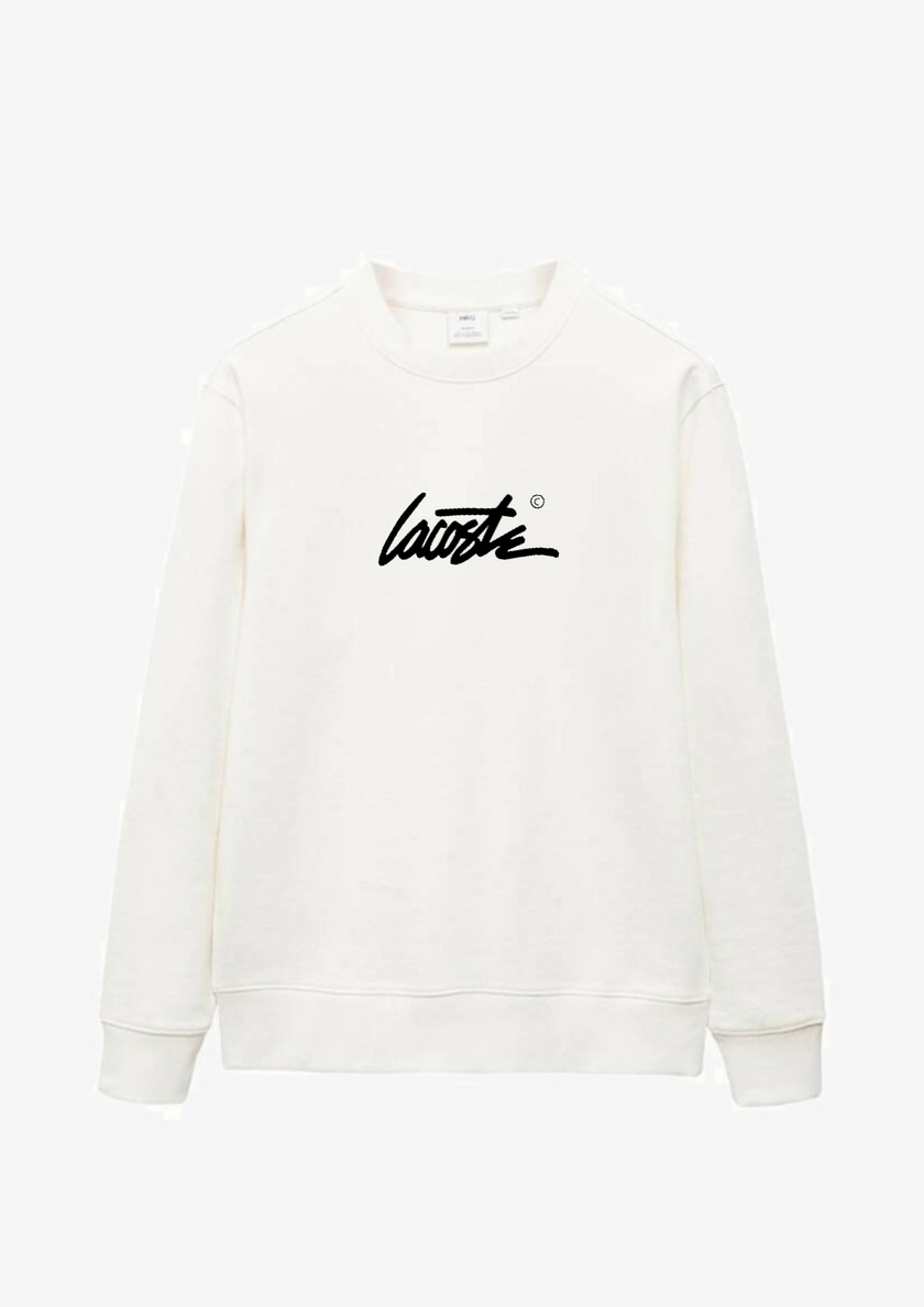 Lacoste Signature Sweatshirt - Cream White - Brand Store