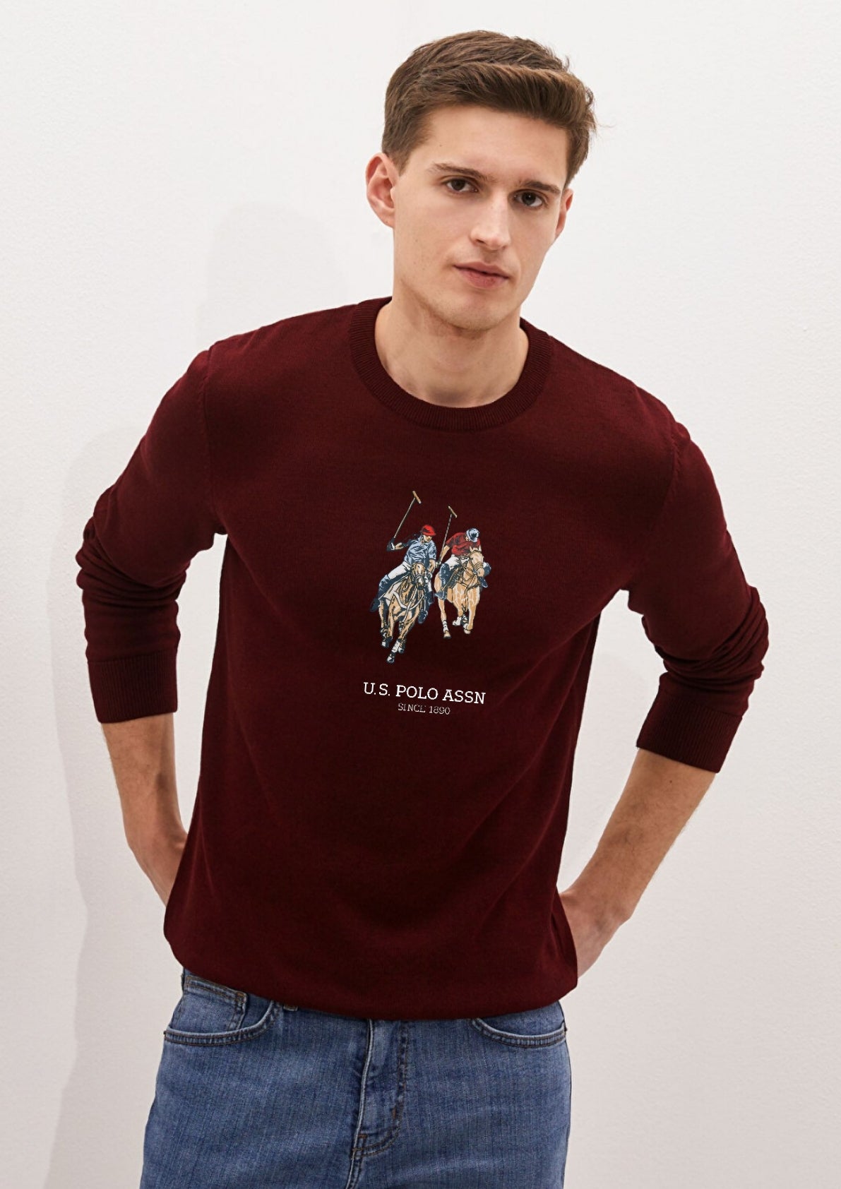 USPA Dual Pony Sweatshirt - Burgendy - Brand Store