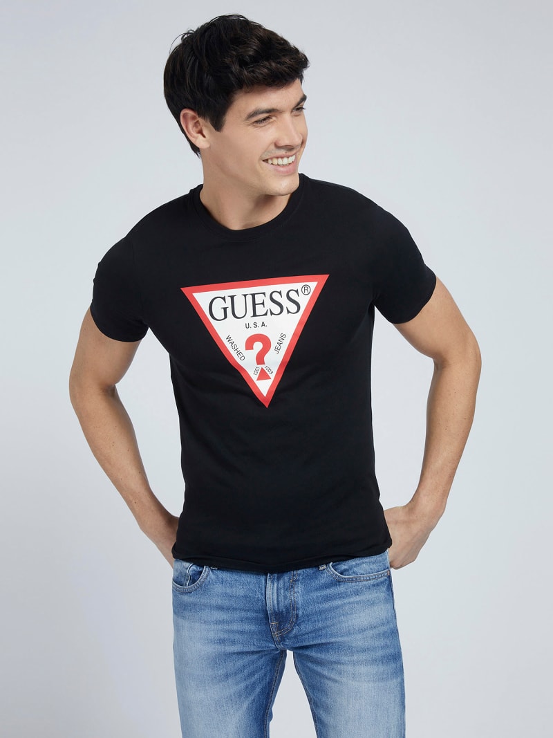 Guess Triangle Vintage Logo Tee - Black - Brand Store