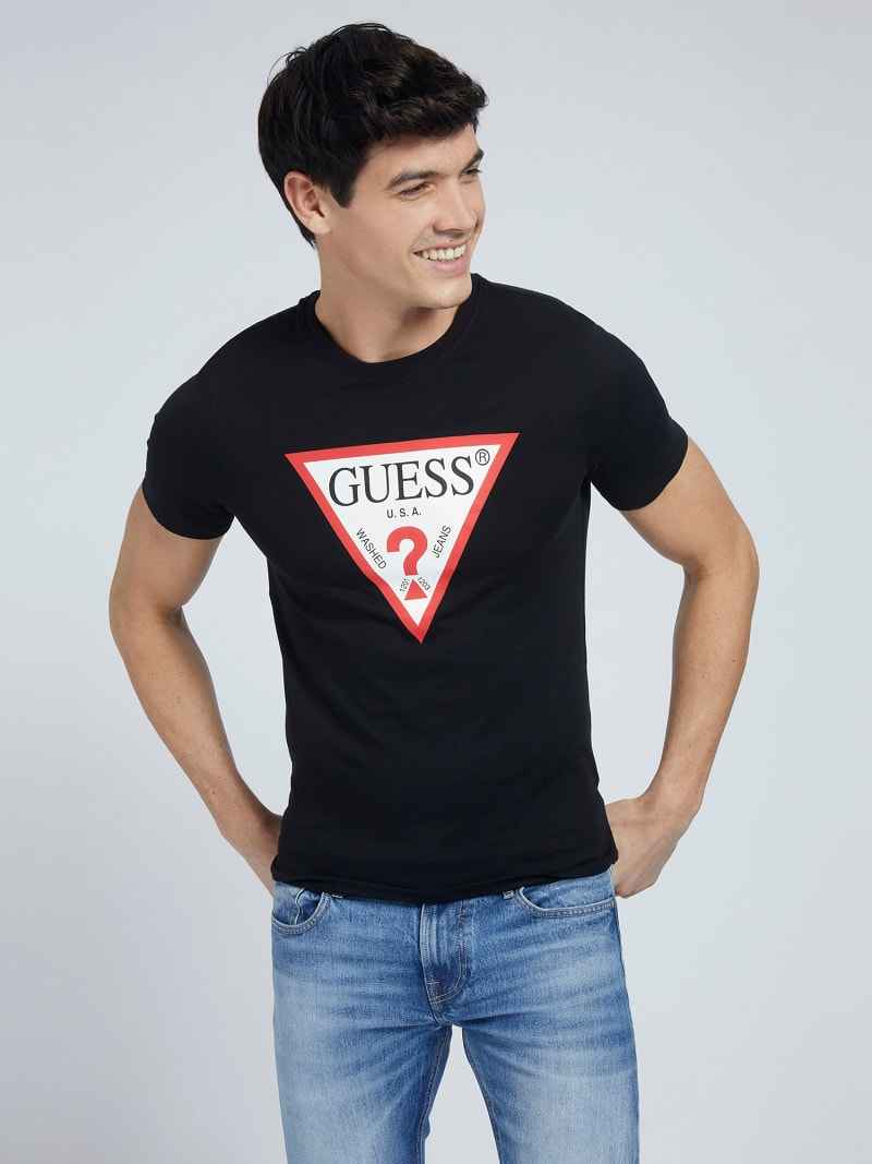 تي شيرت Guess Triangle Vintage Logo - أسود