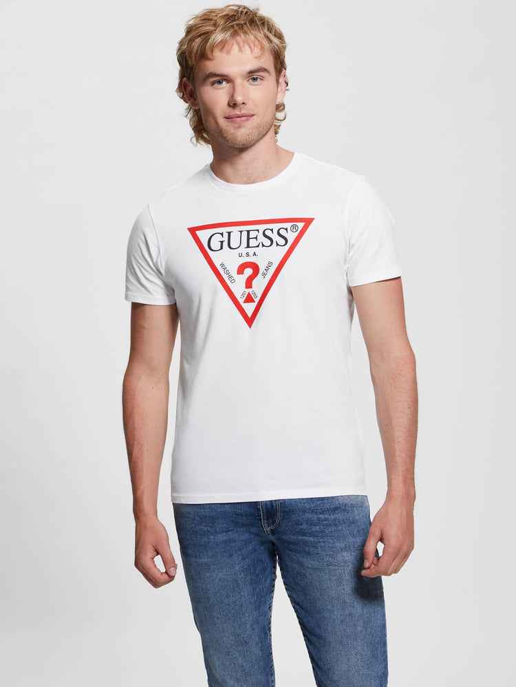 تي شيرت Guess Triangle Vintage Logo - أبيض