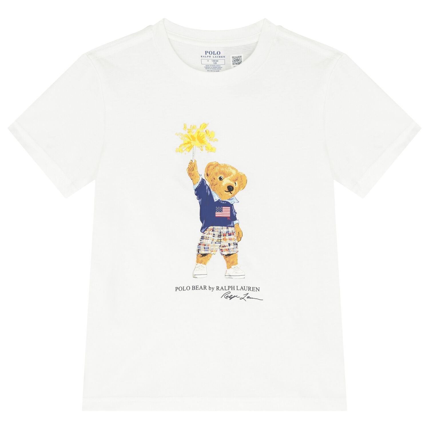 Boys Firework Bear Shirt - White - Brand Store