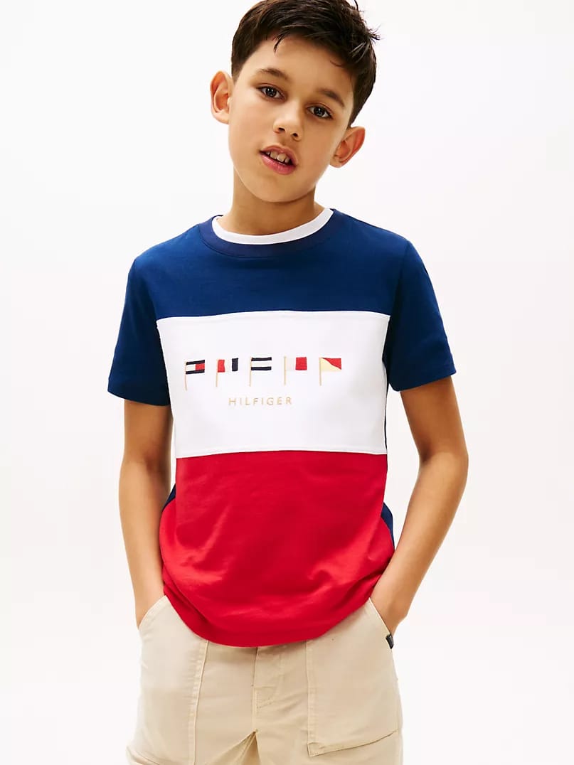 Tommy Colourblock Tshirt - Navy/White/Red