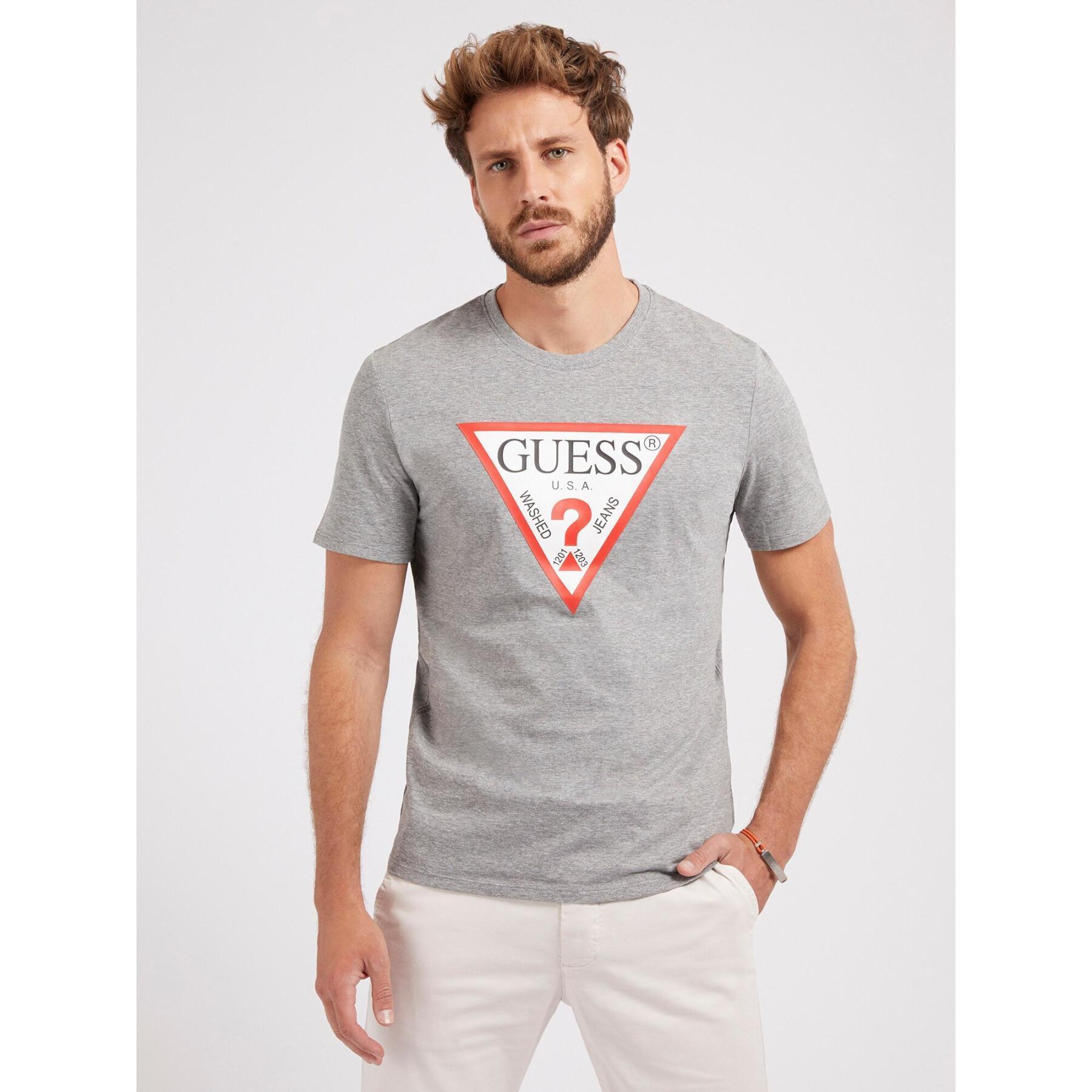 Guess Triangle Vintage Logo Tee - Heather Gray - Brand Store