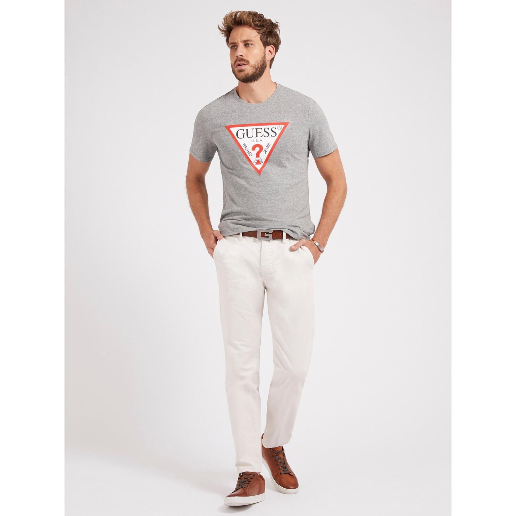 Guess Triangle Vintage Logo Tee - Heather Gray - Brand Store