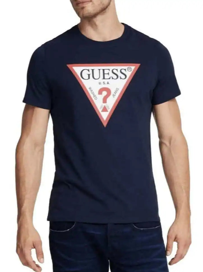 Guess Triangle Vintage Logo Tee - Navy - Brand Store