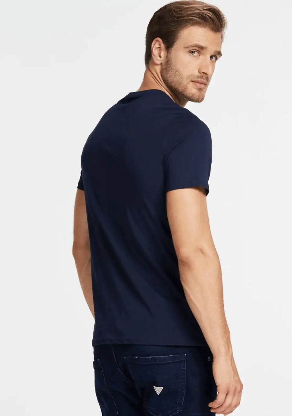 Guess Triangle Vintage Logo Tee - Navy - Brand Store