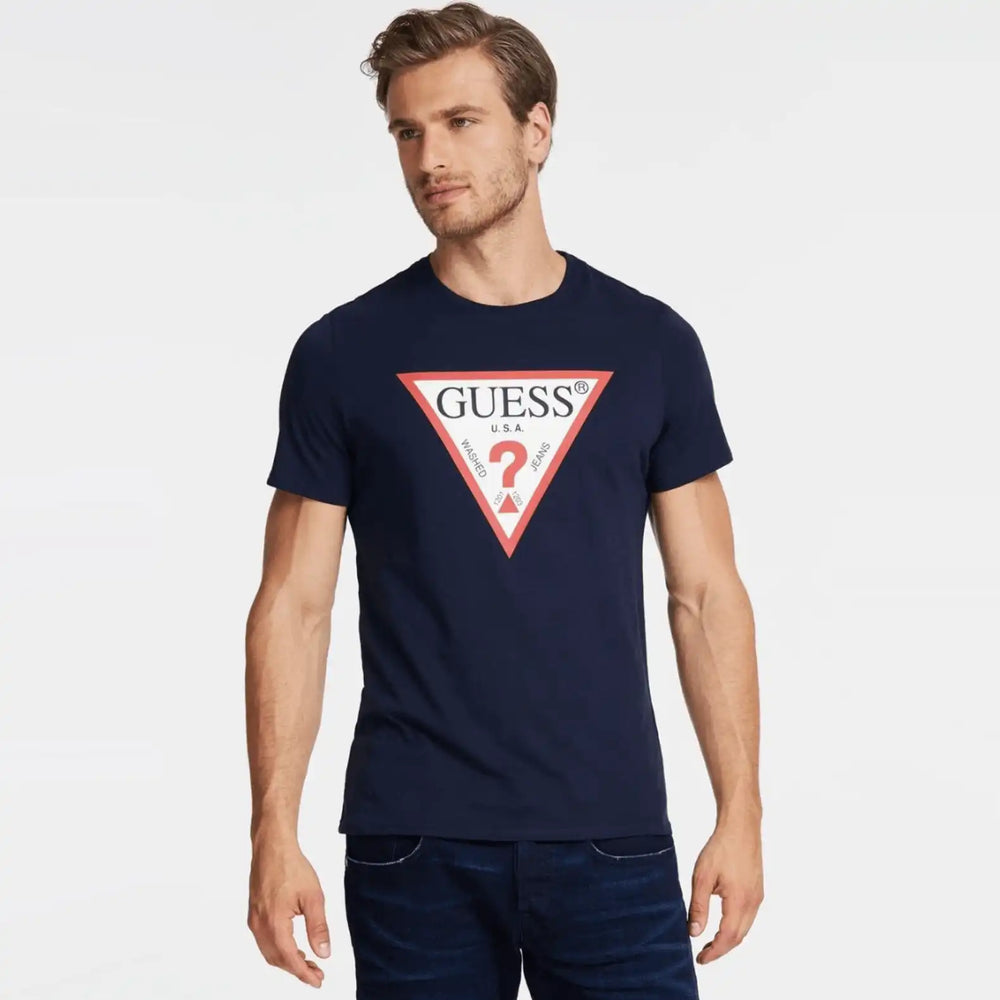 Guess Triangle Vintage Logo Tee - Navy - Brand Store
