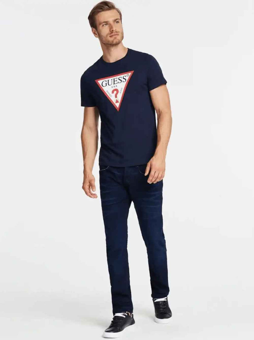 Guess Triangle Vintage Logo Tee - Navy