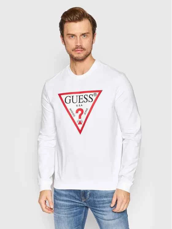 Guess Tri Logo Sweatshirt - White