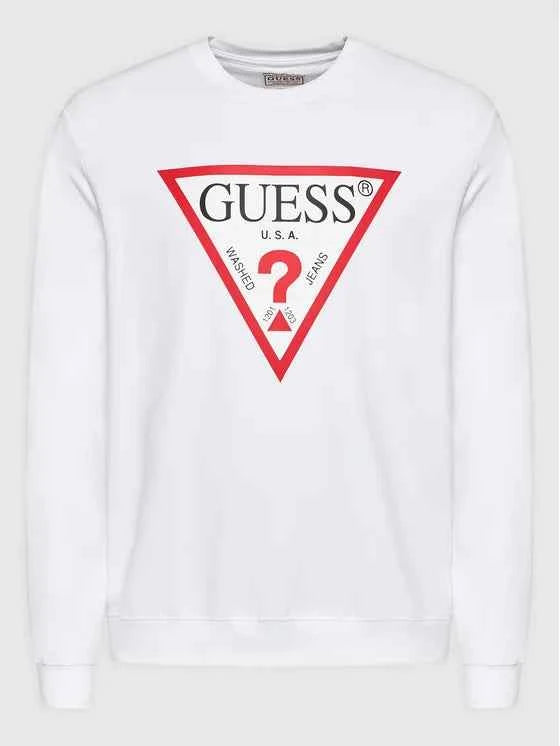 Guess Tri Logo Sweatshirt - White