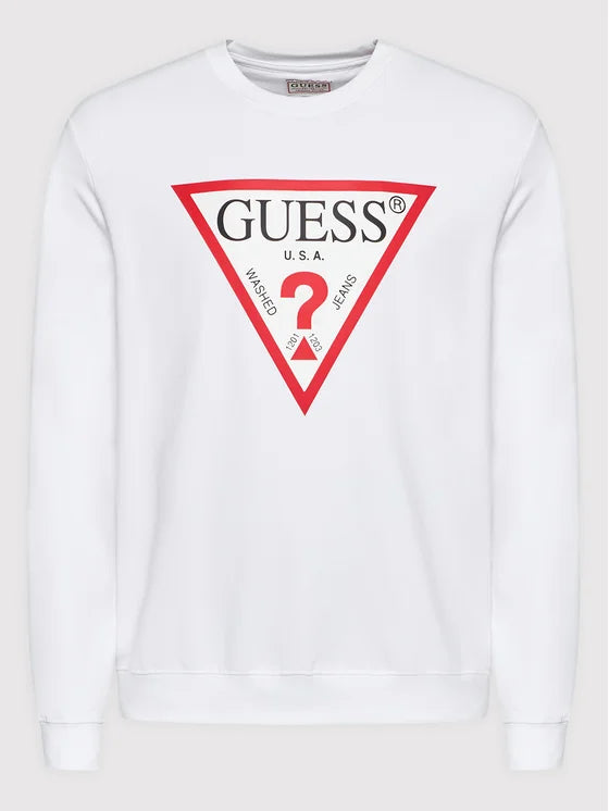 Guess Tri Logo Sweatshirt - White - Brand Store