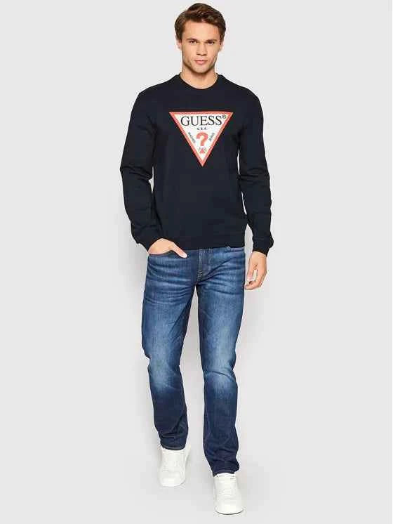 Guess Tri Logo Sweatshirt - Black