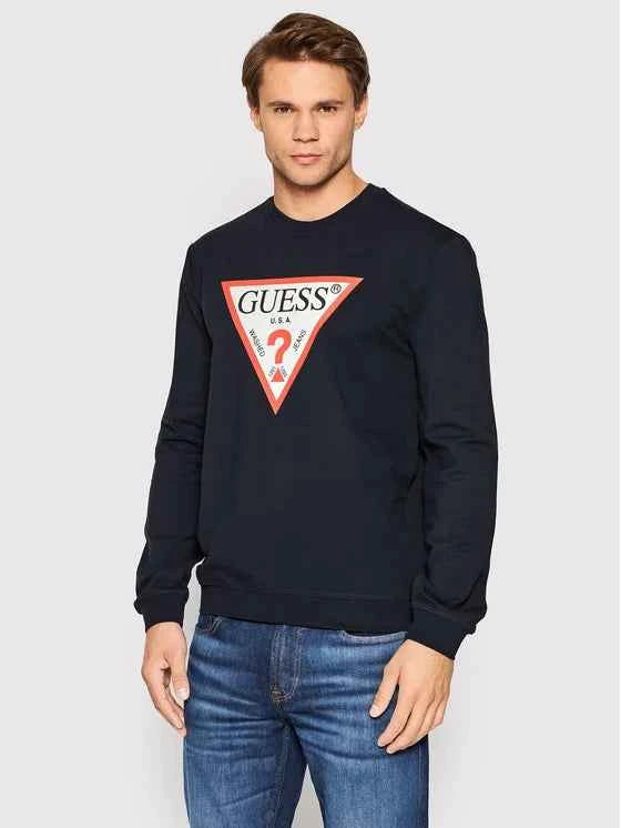 Guess Tri Logo Sweatshirt - Black