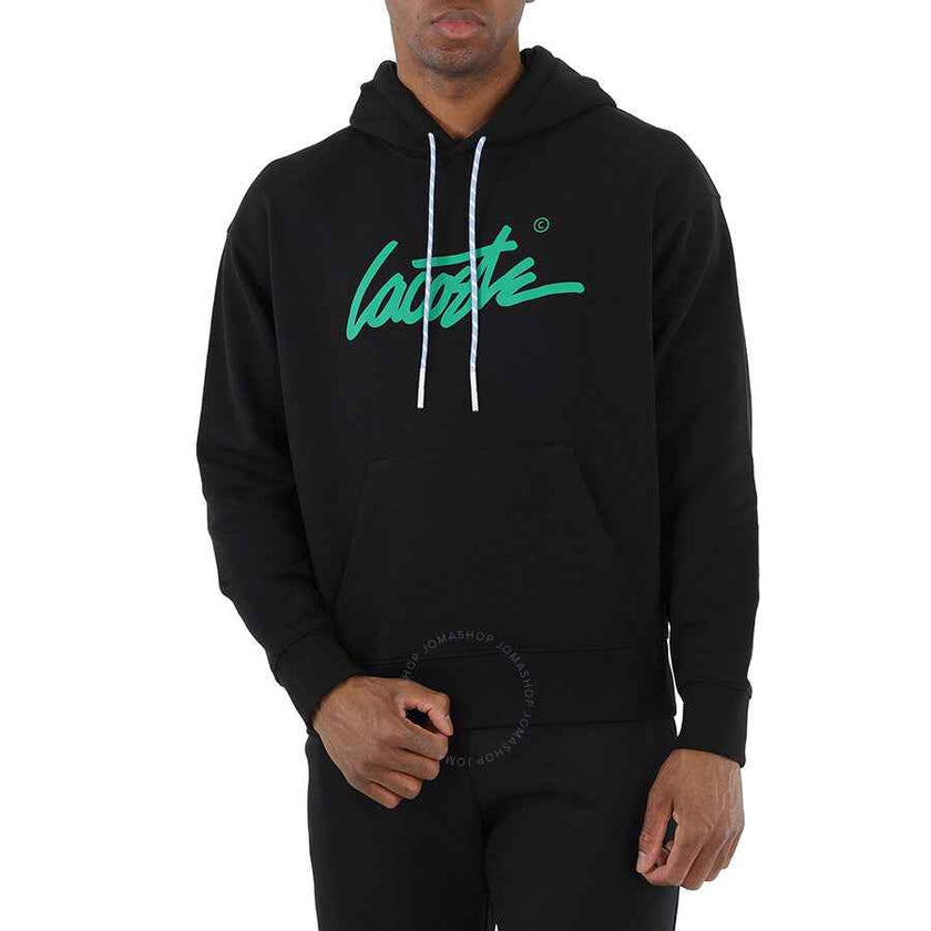 Lacoste Signature Pullover Hoodie - Black