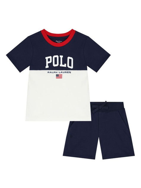 Kids 2 Piece Short Set - Navy/White