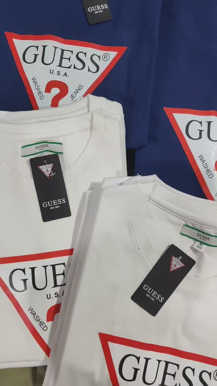 Guess Triangle Vintage Logo Tee - Heather Gray
