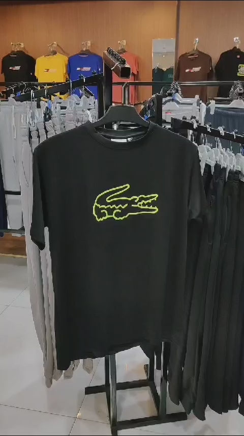 Lacoste Neon Logo Tee - Black