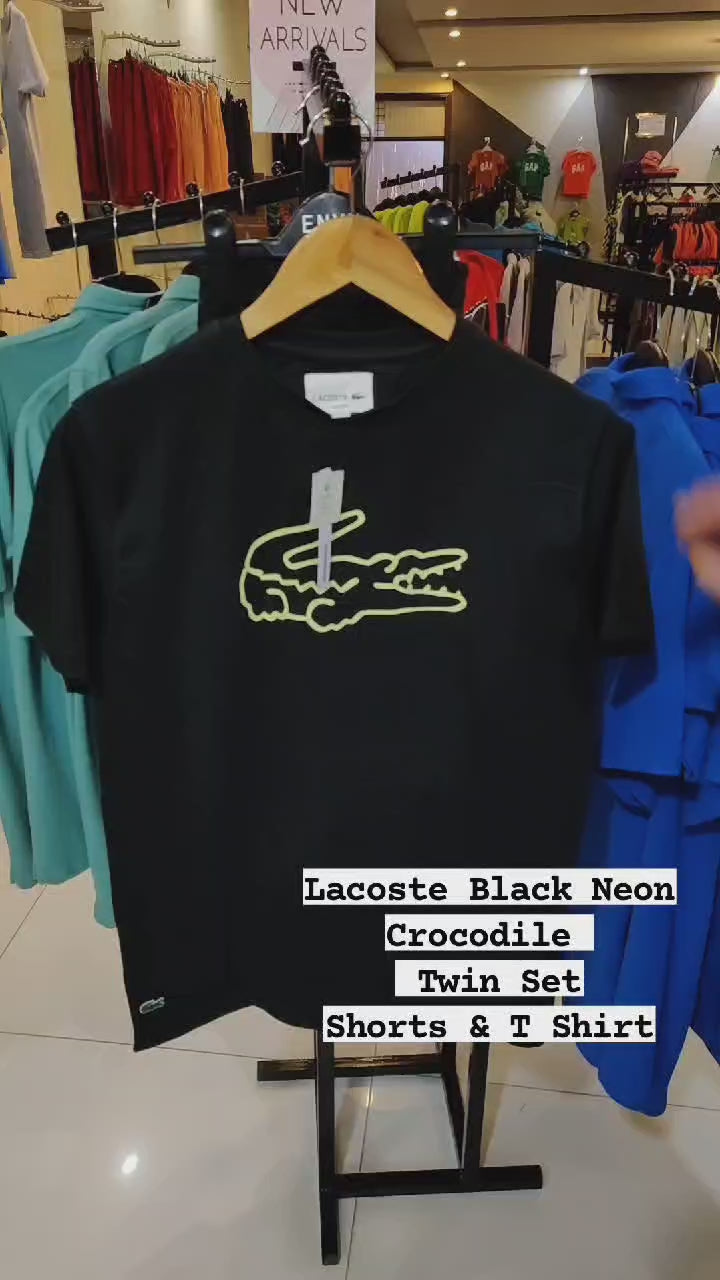 Lacoste Neon Logo Short Set - Navy