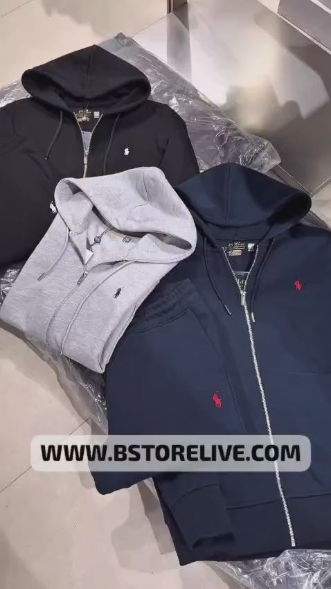 Polo Zipper Hood Tracksuit - Gray