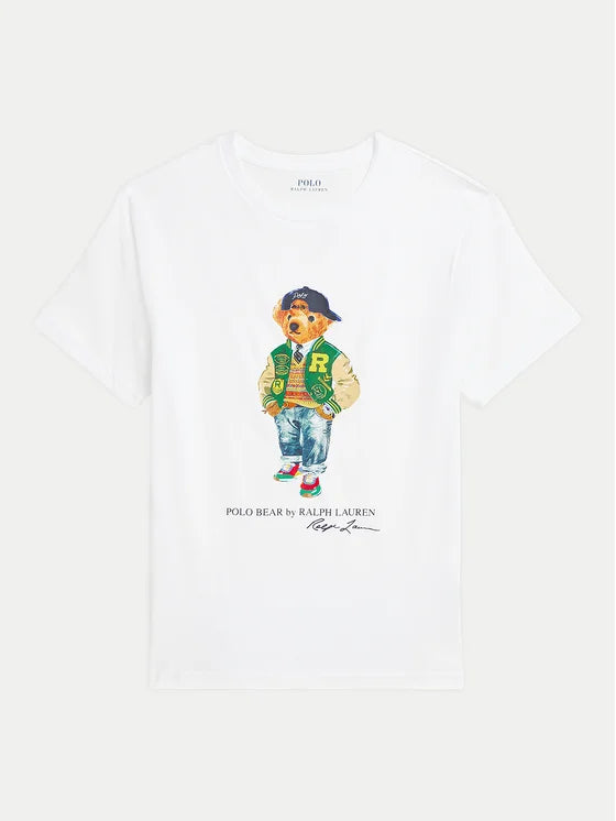Boys Polo Bear Cap Shirt - White