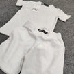 Zara Kids Waffle Knit Shorts-Tee Set - White - Brand Store