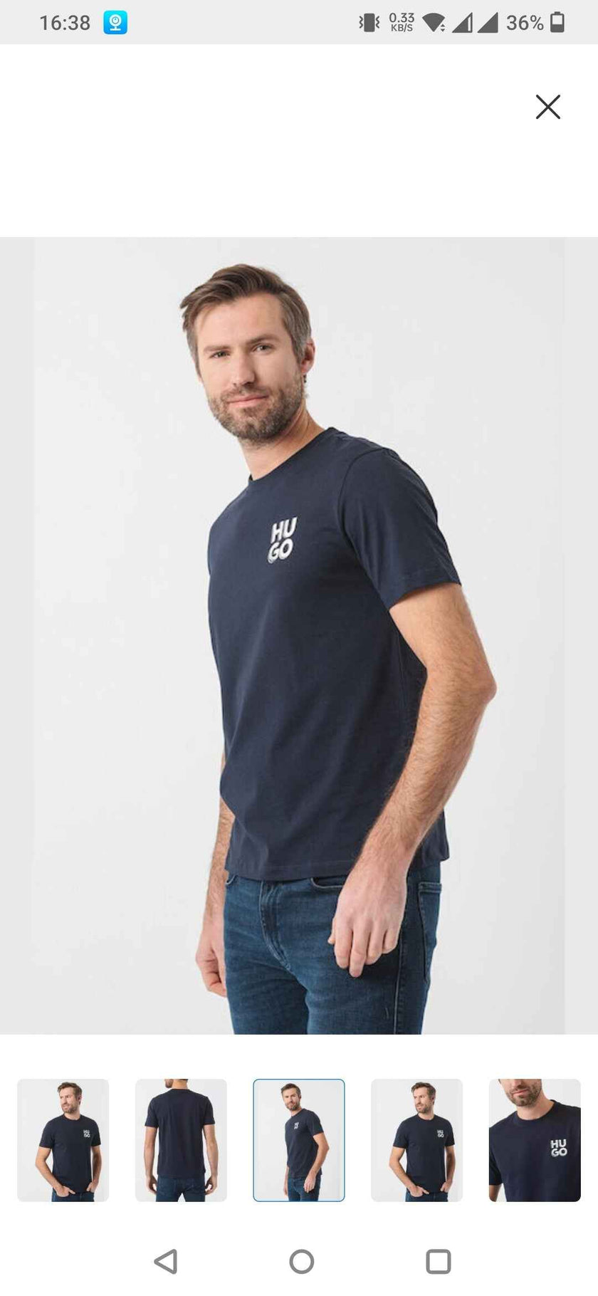 Hugo Vintage Logo Tee - Navy