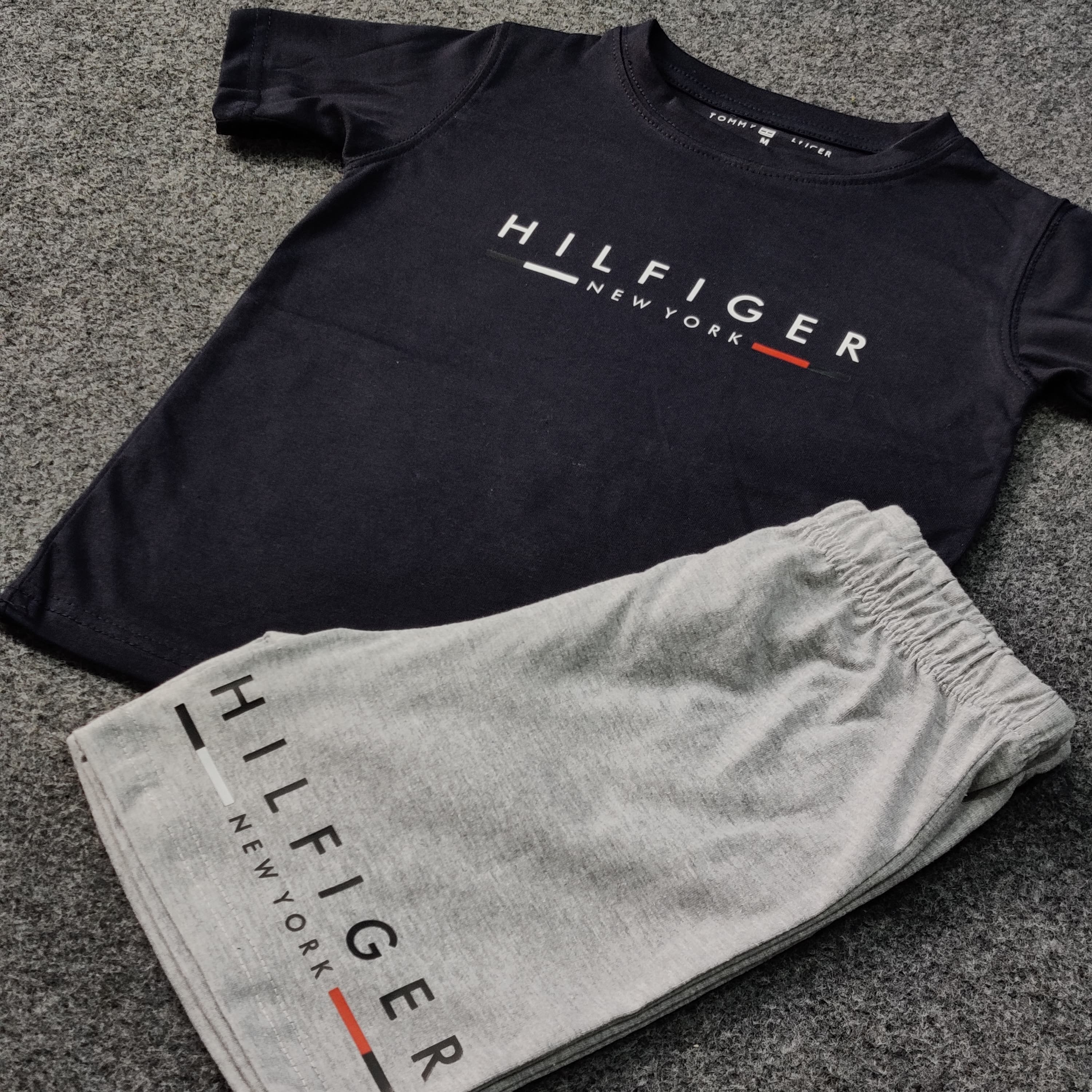 Kids Hilifiger Signature Short Set - Navy/Gray - Brand Store