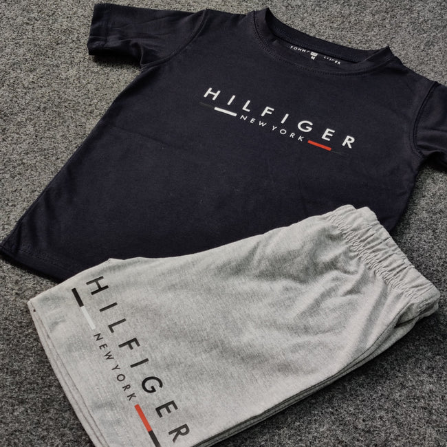 Kids Hilifiger Signature Short Set - Navy/Gray - Brand Store