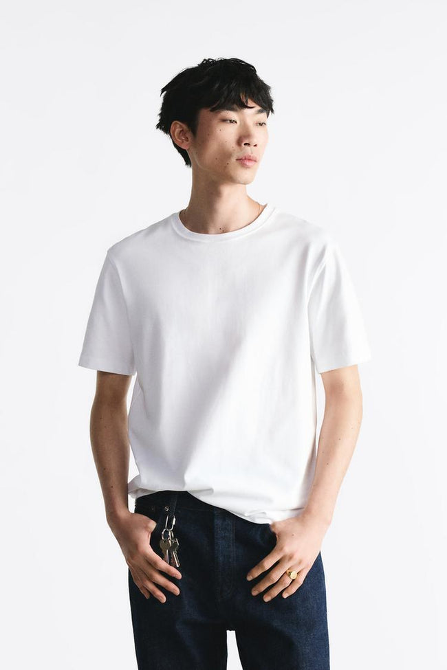 Zara Basic Cotton Tee - White - Brand Store