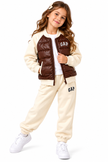 GAP Kids Hybrid Puffer Tracksuit Set – Brown/Biege