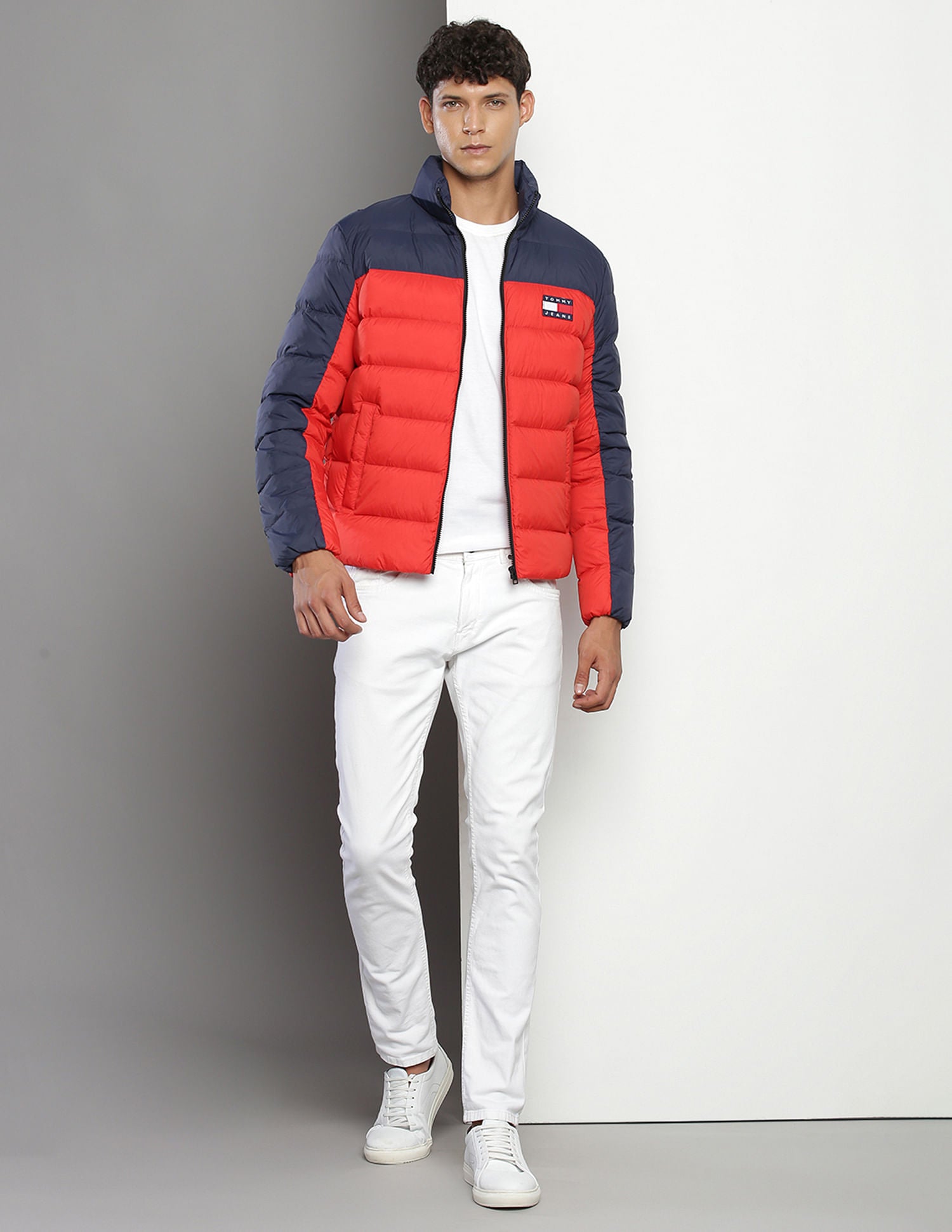 Tommy Colorblock Puffer - Navy/Red