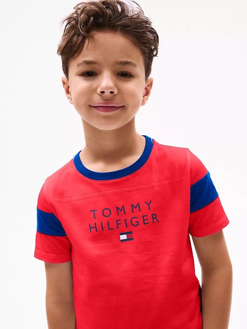 Tommy Colorblock Kids Tee - Red
