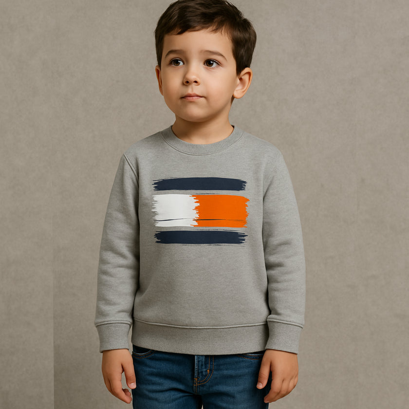 Tommy Flag Print Logo Sweatshirt - Grey