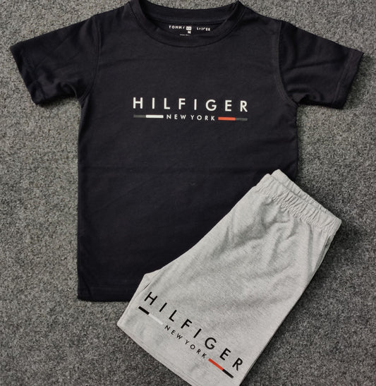 Kids Hilifiger Signature Short Set - Navy/Gray