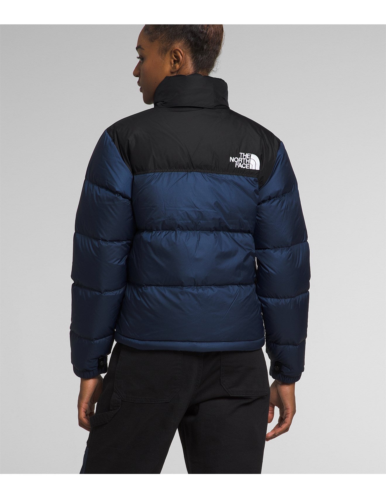 TNF Nuptse Cropped Down Womens Puffer Jacket - Black/Navy