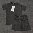 Zara Kids Waffle Knit Shorts-Tee Set - Gray - Brand Store