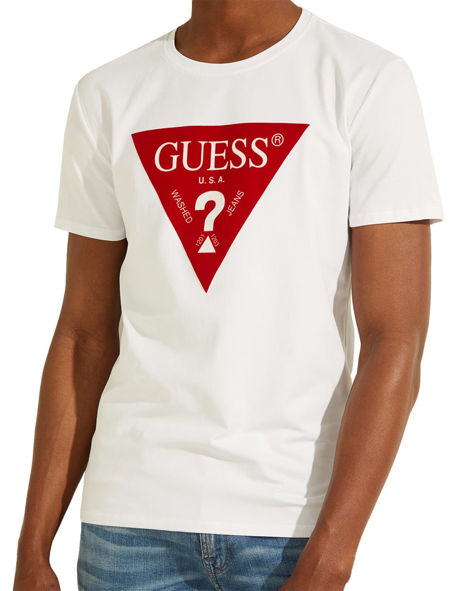 Guess Special Red Logo Tee - White - Brand Store