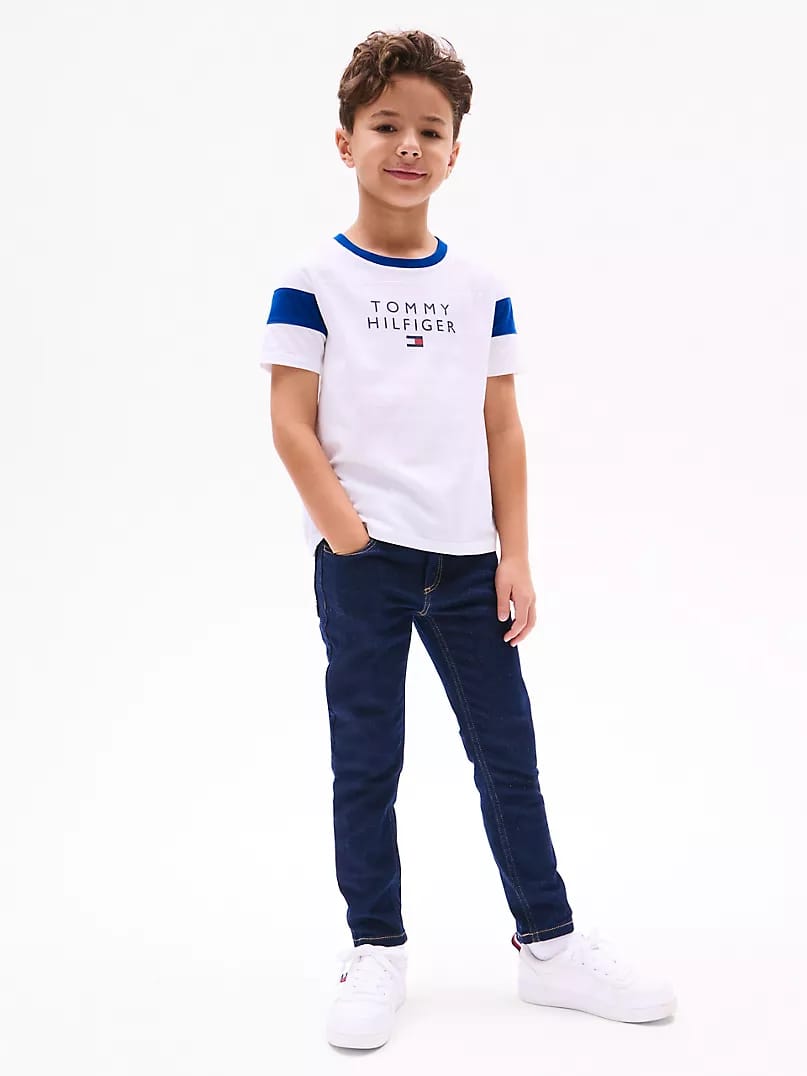 Tommy Colorblock Kids Tee - White