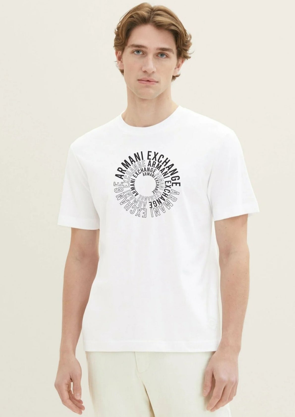 Armani Exchange Swirl Logo Tee - White - Brand Store
